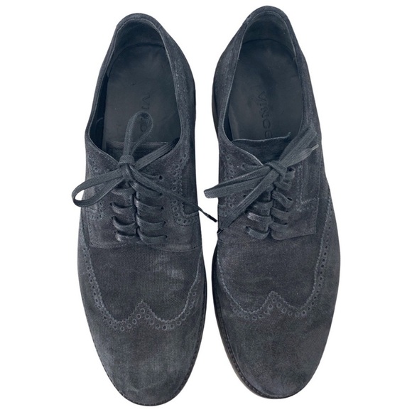 Vince Men’s Stamped Suede Pryce Wingtip Oxford Shoes in Charcoal Size 8.5 - Picture 2 of 11